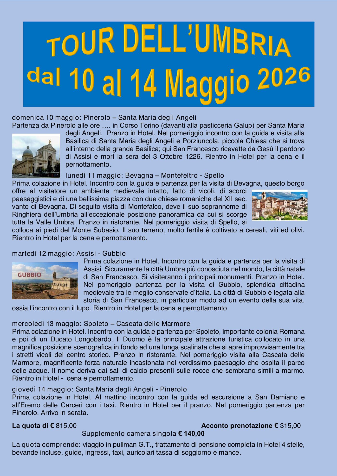 Programma Assisi e l’Umbria, pagina 1