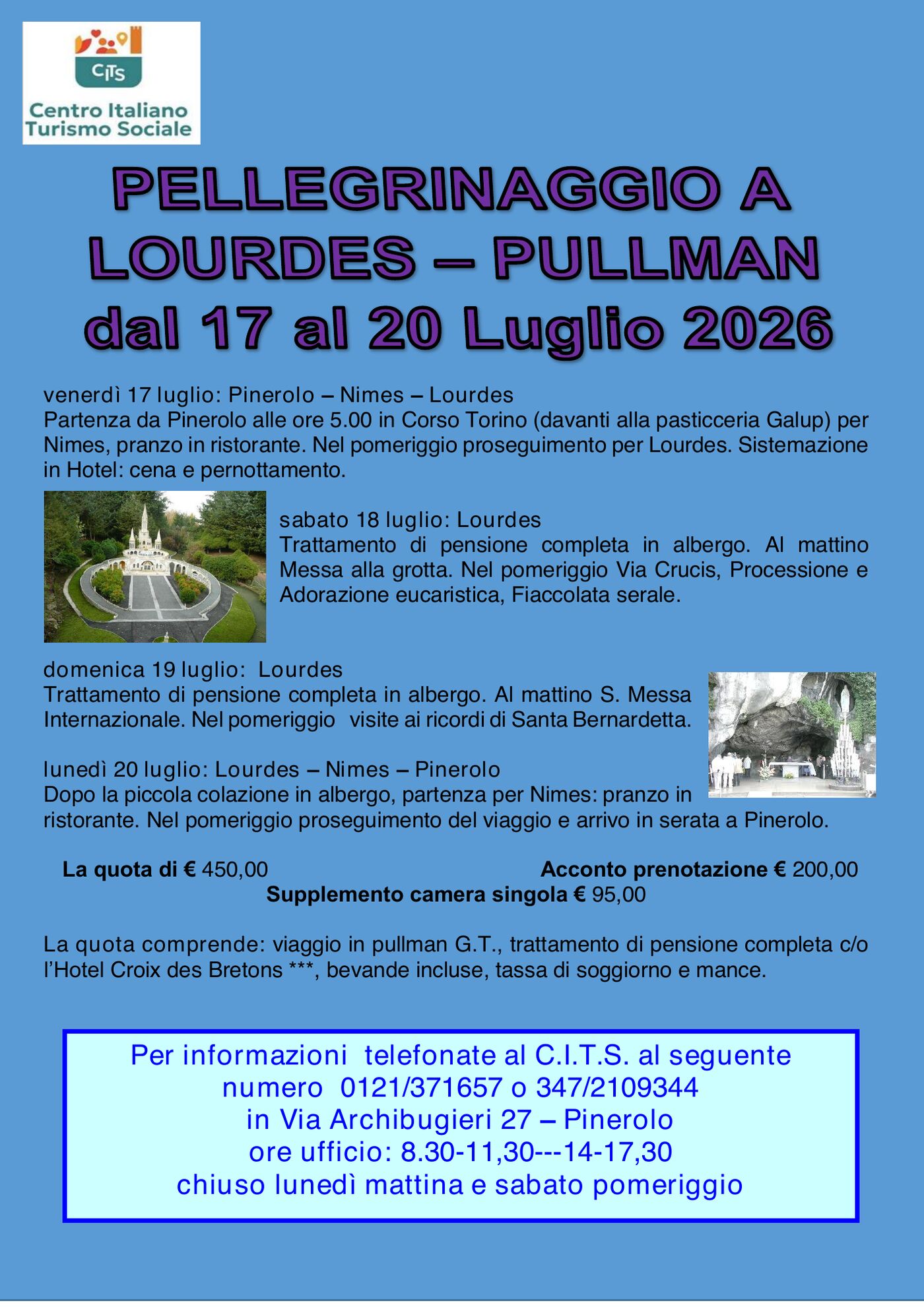 Programma Pellegrinaggio a Lourdes, pagina 1